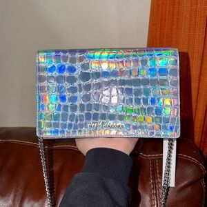 ‼️ NEW Marc Jacobs Party Wallet On Chain Silver Metallic Crossbody Bag Clutch